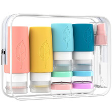 17 Pack Silicone Travel Bottle Set, Used to Store Shampoo, Conditioner, Lotion and soap, Holiday Travel Supplies, Leak Proof and Reusable