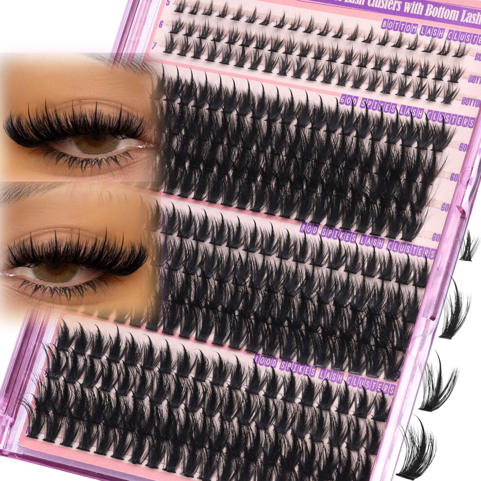 Ydagkh Volume Lash Clusters Spikes Cluster Eyelash Extensions 60D 80D 100D Thick Spiky Individuals Lashes 5-19Mm Mega Wispy Eyelash Extension Fluff Diy D