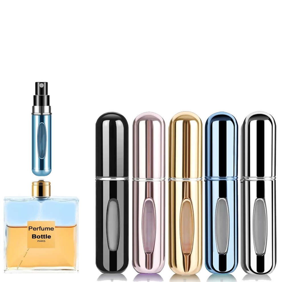 Rosiya Perfume Atomiser Pack Of 5Pcs Perfume Travel Bottle, 5Ml Refillable Perfume Spray Bottle Easy To Refill Empty Atomiser For Purse, Handbag