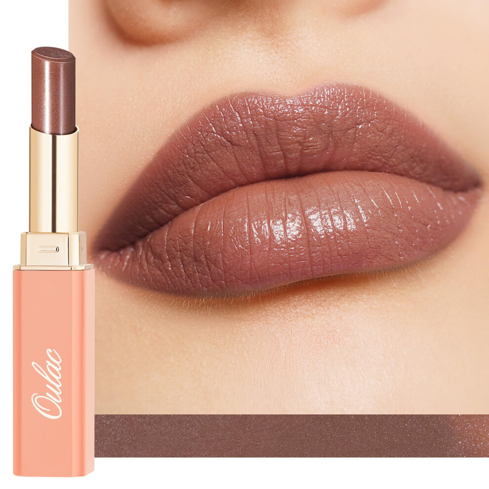 Oulac Brown Chocolate Lipstick - Moisture Shine Hydrating Lipstick & Tinted Lip Balm For Dry Lips, Medium Coverage Lip Colour | Juicy Look