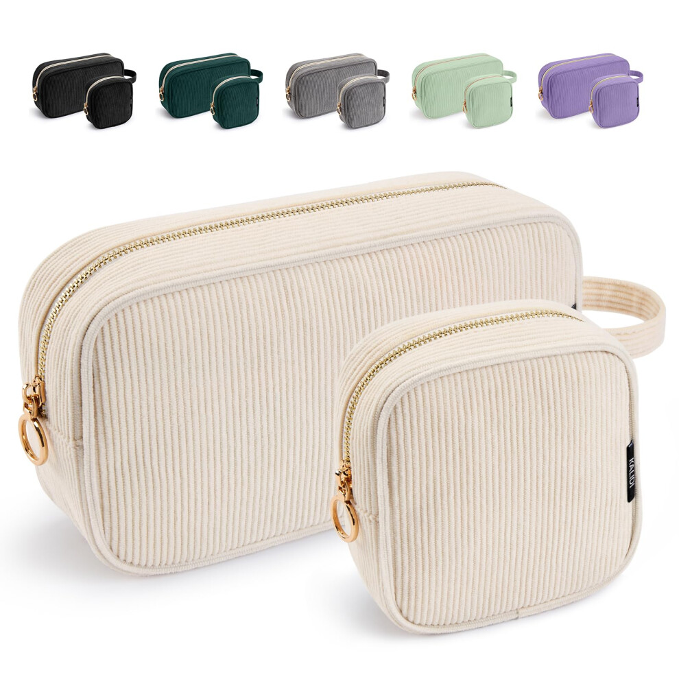 Kalidi Fancy Forest Kalidi Cosmetic Bag For Women Corduroy Make Up Pouch With Metal Ring Zipper Portable Cosmetic Organizer Travel Toiletry Make-Up Bag For Handbags