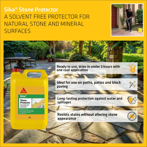 Sika Stone Protector – Water-Based Protector For Natural Stone – Internal And External Use – Ready To Use – Clear Coat – 5 Litre 2