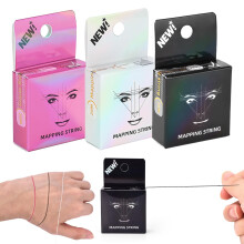 ATOMUS 3pcs 20m Pre-Inked Eyebrow Mapping String Cosmetic Tool for Microblading and Waxing White,Black Pink Eyebrow Thread Brow Marker