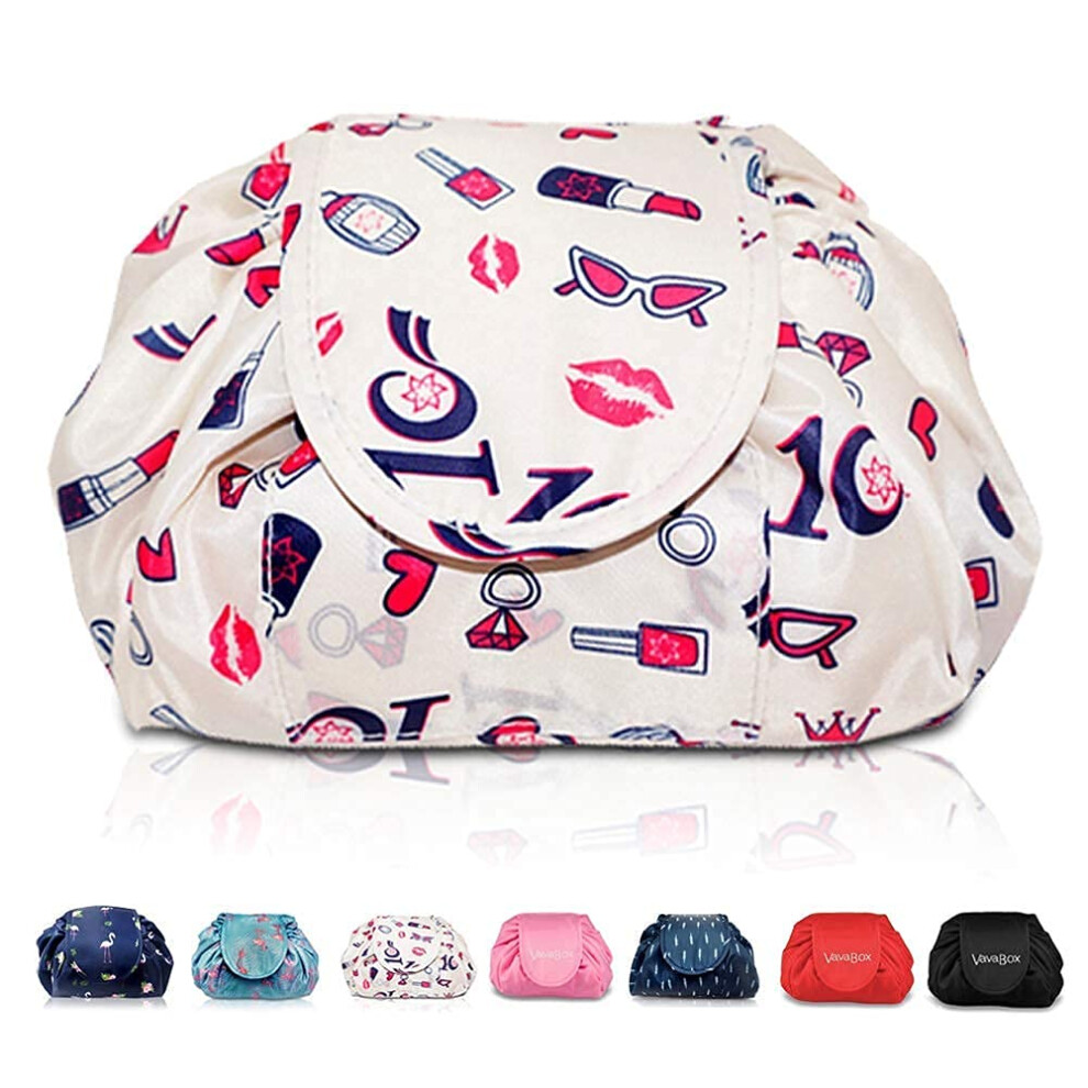 Vavabox Lazy Drawstring Makeup Bags, Large Capacity Waterproof Travel Portable Cosmetic Bag Pouch Makeup Pouch Storage Organiser For Women Girl (Lipstick)
