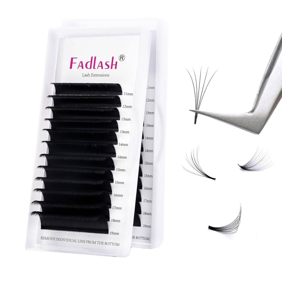 Fadlash Easy Fan Lashes Dd Curl 0.03 11-19Mm Mixed Length Russian Lashes Natural Look Self Fanning Eye Lashes Automatic Blooming Russian Eyelashes