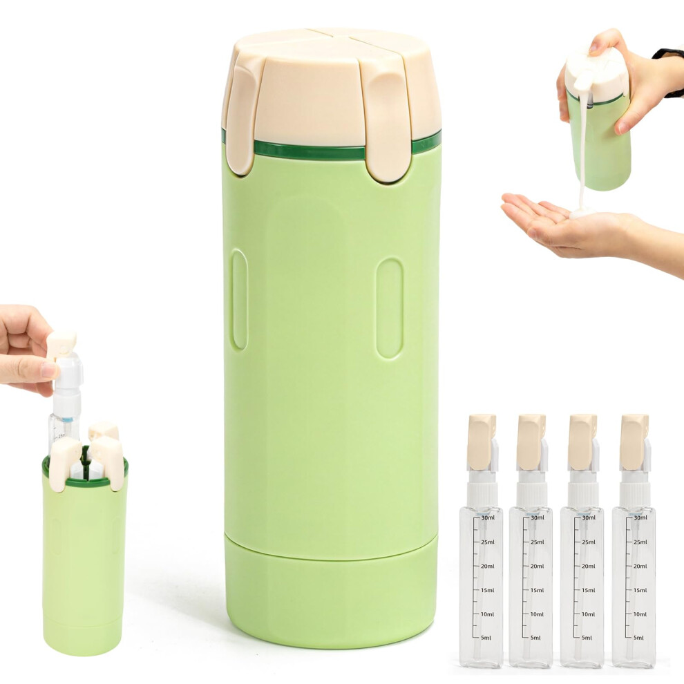 Zouwel 4-In-1 Travel Dispenser Bottles Set: Refillable,Leak Proof Squeeze Bottles For Toiletries-Portable Travel Containers For Shampoo,Lotion,Conditioner &