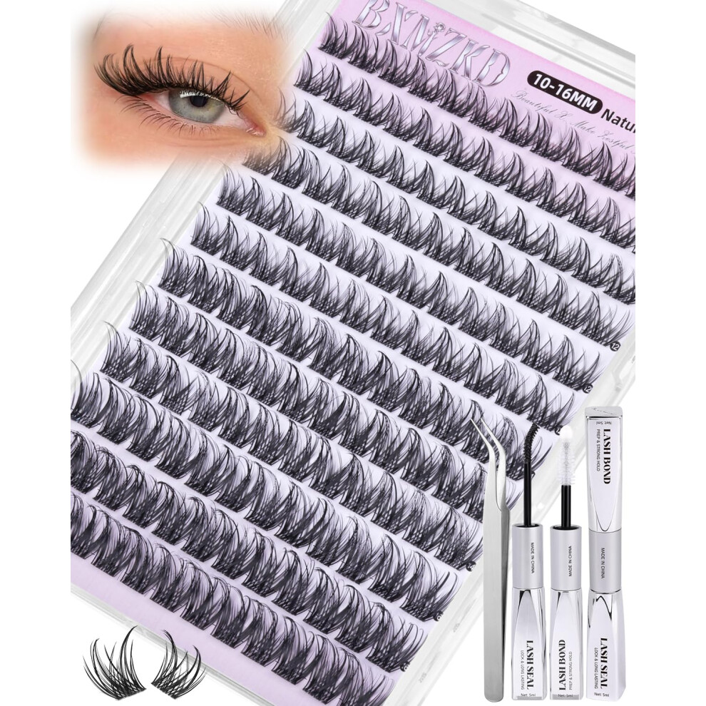 Bxmzkd Natural Cluster Lashes Kit Wispy Lashes Individual Cluster Kit Wispy Cluster Lashes Lash Clusters 10-16Mm C Curly Lashes Individual Cluster With