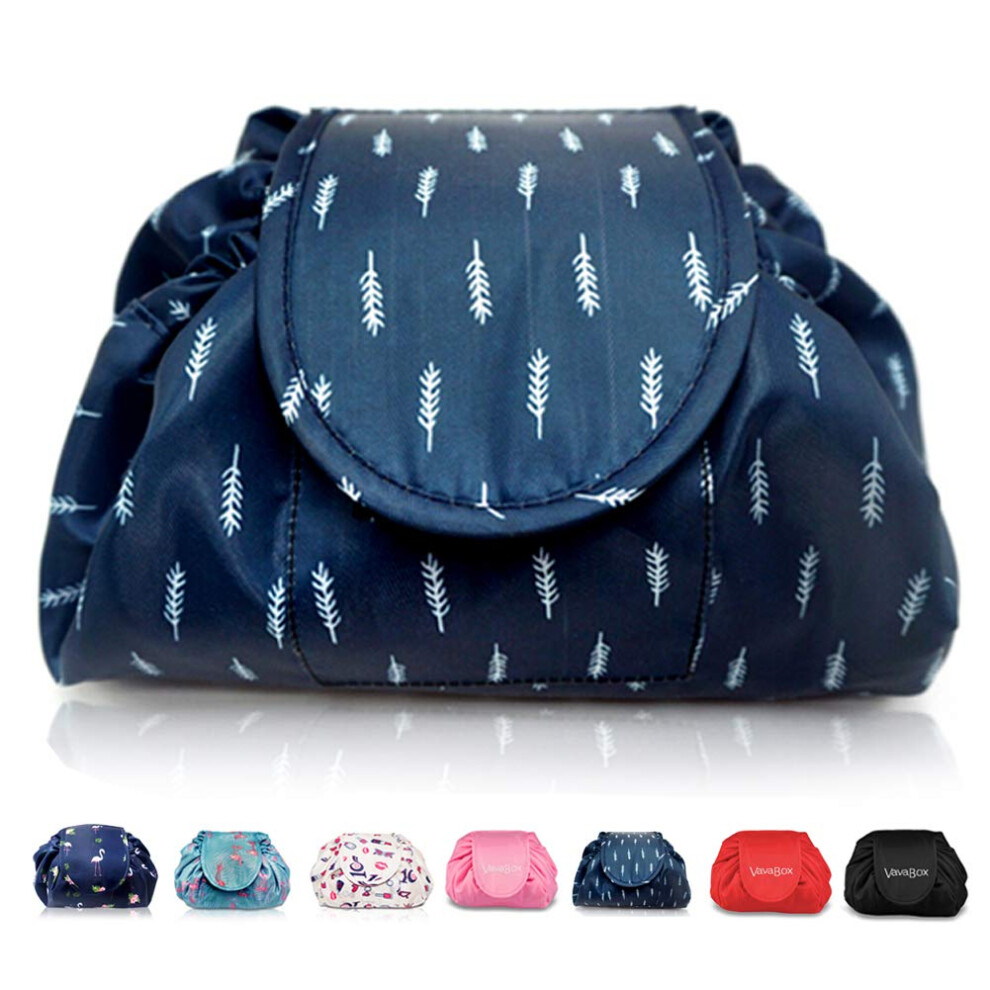 Vavabox Lazy Drawstring Makeup Bags, Large Capacity Waterproof Travel Portable Cosmetic Bag Pouch Makeup Pouch Storage Organiser For Women Girl (Feather)