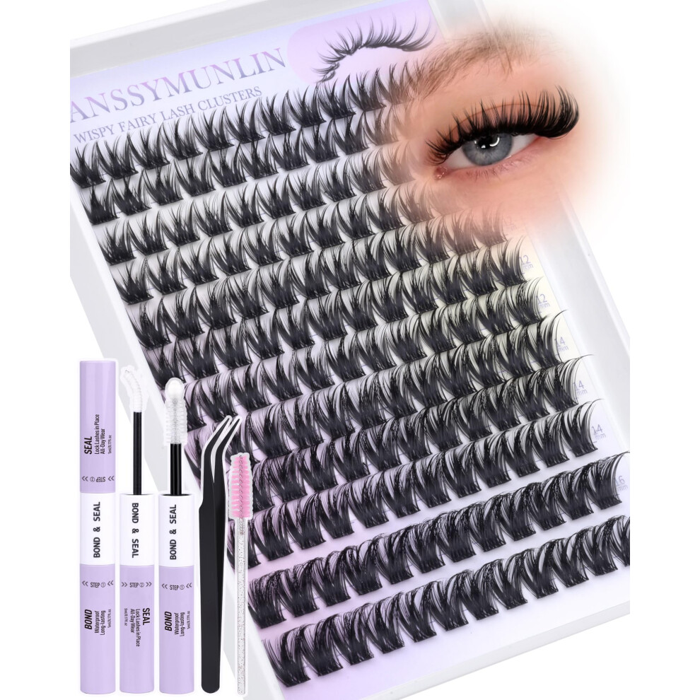 Vanssymunlin Wispy Individual Eyelashes Kit Natural Russian Cluster Lashes Kit Short Eyelash Clusters C Curl Lash Clusters Lashes Individual Cluster
