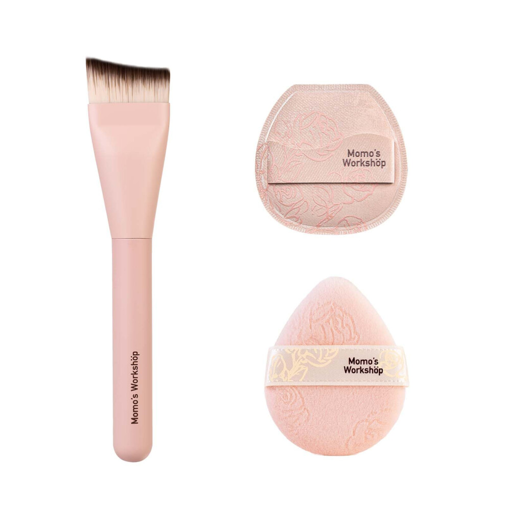 Momo's Workshop Makeup Tools Set, Reusable Makeup Sponge Foundation & Powder Puff Set With Makeup Brush