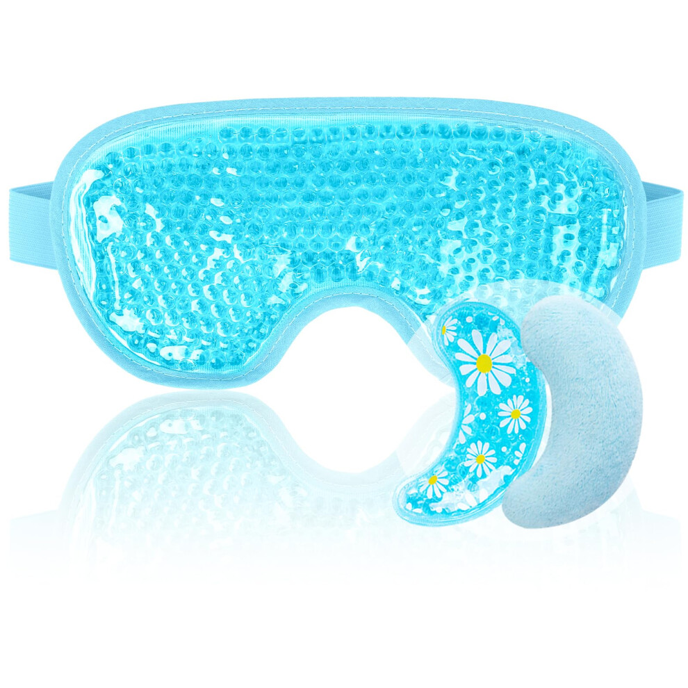Newgo Cooling Eye Mask Set With Cold Compress And Plush Under Pads For Dark Circles, Bags, Puffiness, Migraines, Dry Eyes, Post-Surgery