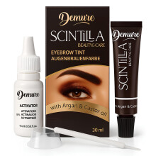Demure Eyebrow Tint Set with Developer, 20+ Applications, Up to 4 Weeks Lasting Effect, Brow Dye Kit with Argan and Castor Oil
