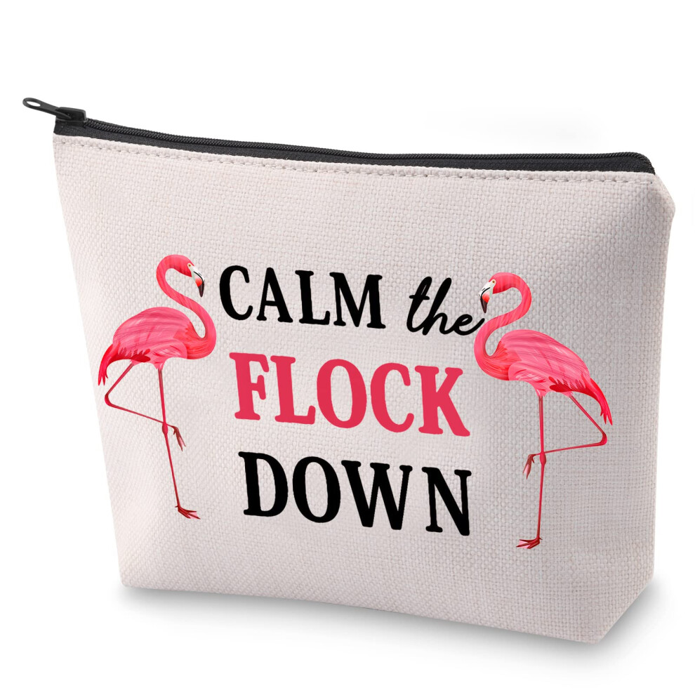 Blupark Funny Flamingo Gift Calm The Flock Down Flamingo Cosmetic Bag Fun Flamingo Party Gift Flamingo Lover Gift, Calm The Flock Down-1