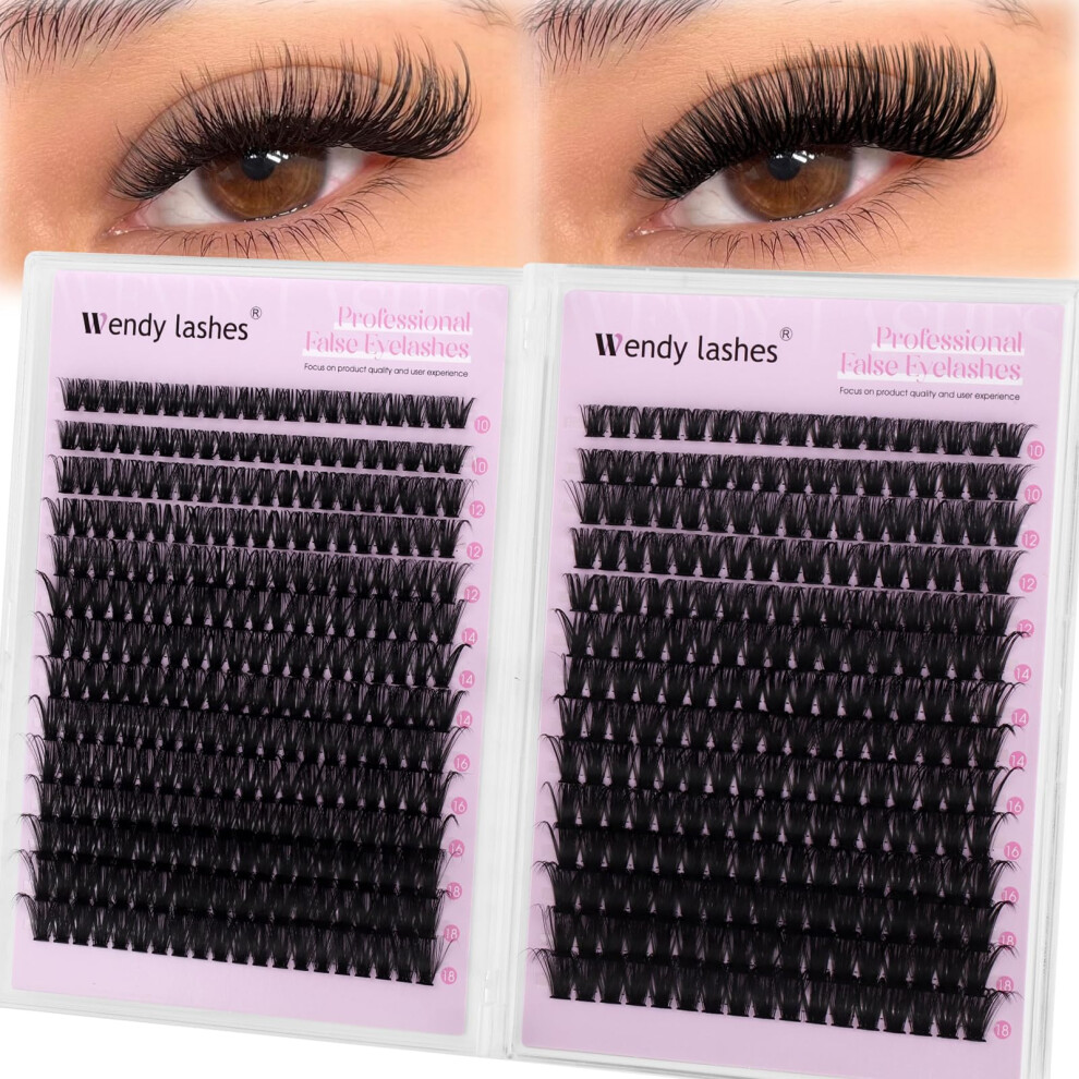 Wendy Lashes Individual Eyelashes,60D+80D Cluster Lashes Kit D-Curl 10-18Mm Eyelash Clusters Fluffy Russian Eyelashes Extensions Natural Look Diy Lash Extensions