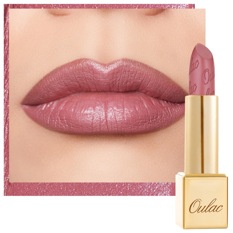 Oulac Glow Metallic Shine Pink Lipstick, Rose High Impact Lipcolor, Lightweight Soft And Ultra Hydrating, Long Lasting, Vegan & Cruelty-Free