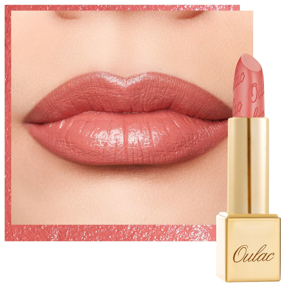 Oulac Glow Metallic Shine Orange Lipstick, Coral High Impact Lipcolor, Lightweight Soft And Ultra Hydrating, Long Lasting, Vegan & Cruelty-Free