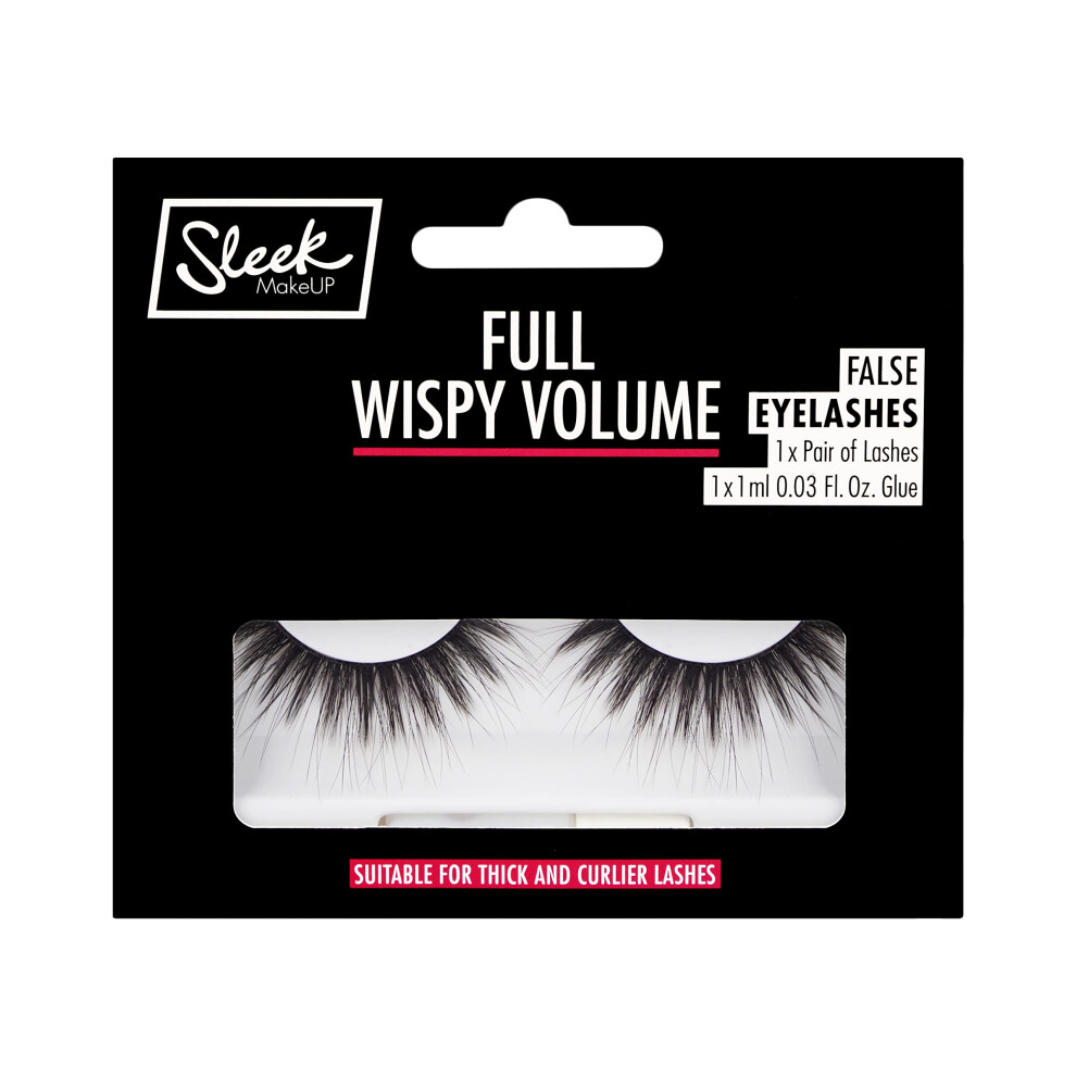 Sleek Makeup False Lashes, Reusable And Easy To Apply, Latex-Free Glue Included, Full Wispy Volume, 1 Pair
