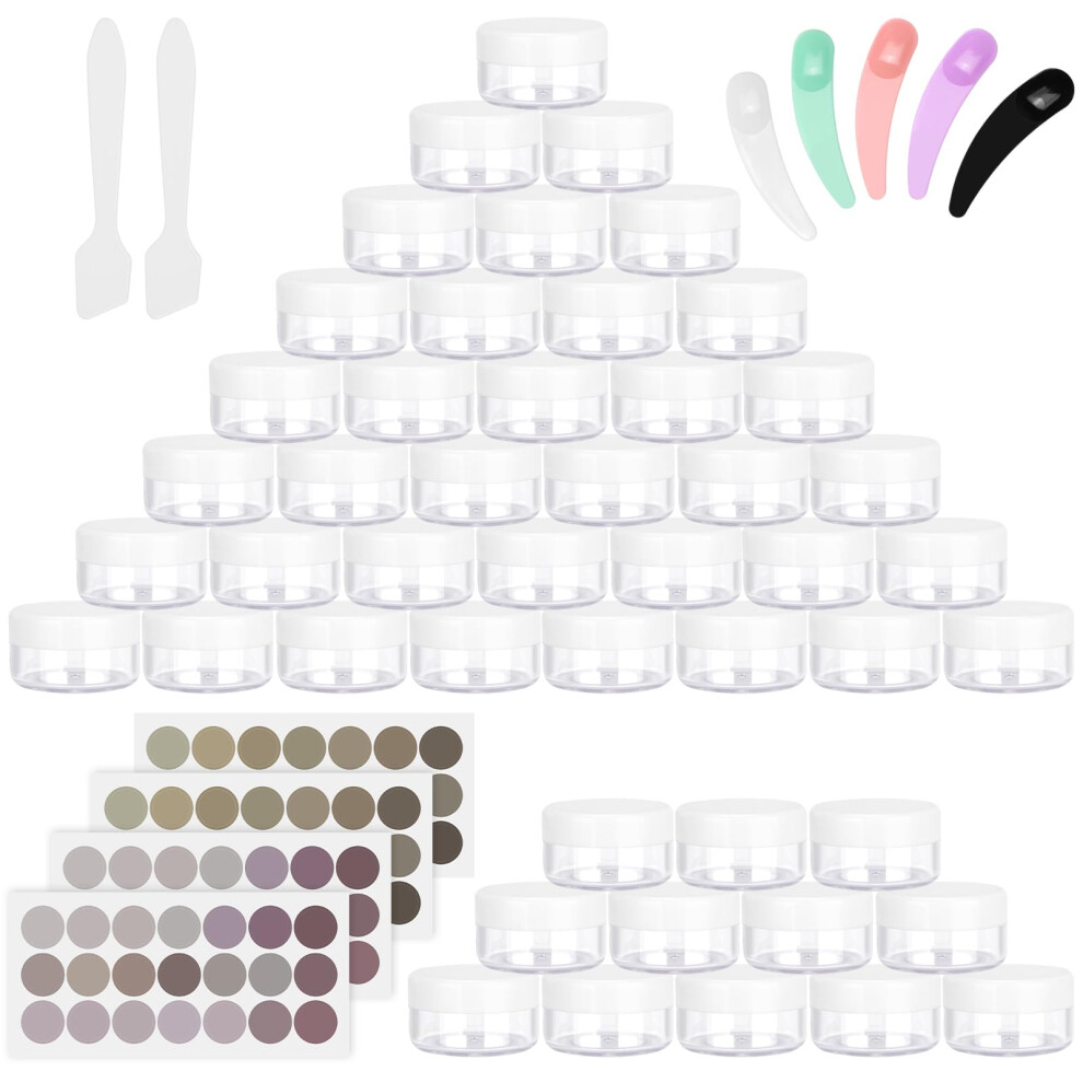 Belicoo Cream 48 Pcs Empty Plastic Cosmetic Jars, 10Ml Travel Cosmetic Jar Pots, Sample Containers Pots Bottles For Lip
