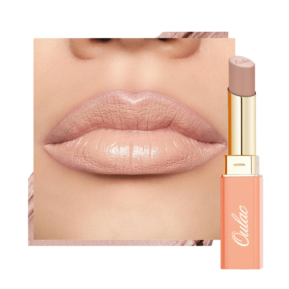 Oulac Satin Matte Lipstick - Nude Long Lasting Lip Stick, Beige Lip Base Primer, Intense Color With Smooth Creamy Texture
