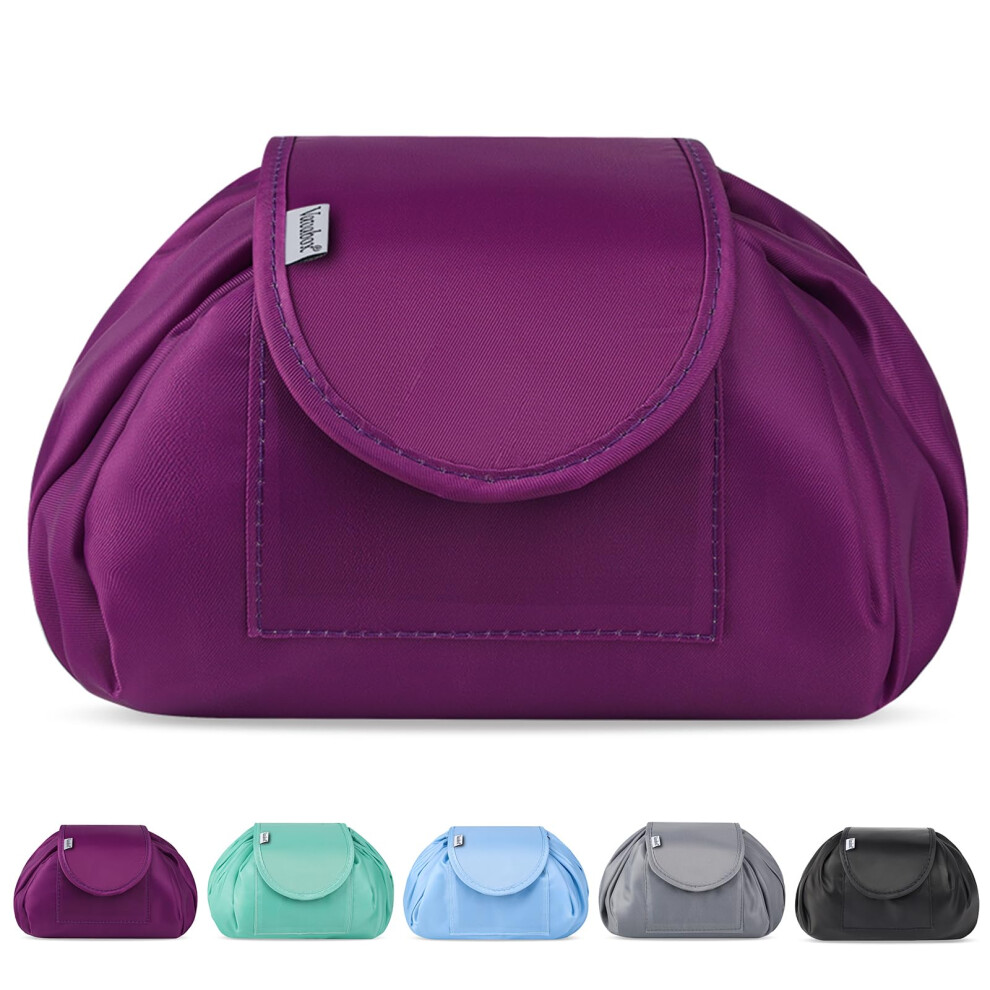 Vavabox Purple Lazy Drawstring Makeup Bags, Large Capacity Waterproof Travel Portable Cosmetic Bag Pouch Makeup Pouch Storage Organiser For Women Girl (Purple)