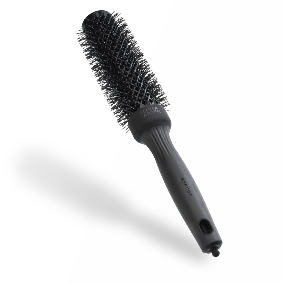 Olivia Garden Black Expert Blowout Speed Label Â Matt - 35 - Ceramic Coated Round Brush With Extra Long Barrel For 25% Faster Blowouts