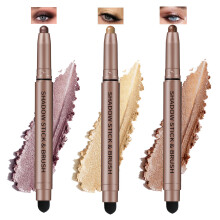 Noerrors 3 colors Dual-Ended Cream Glitter Eyeshadow Stick Set for Mature Skin, Shimmer Eyeliners with Blending Brush for Older Women