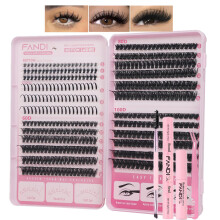 Individual Eyelashes Kit Spiky Individual Lash Clusters with Bottom lash 5-20MM Soft & Fluffy Thick Volume Fairy Individual Eyelashes with Glue and