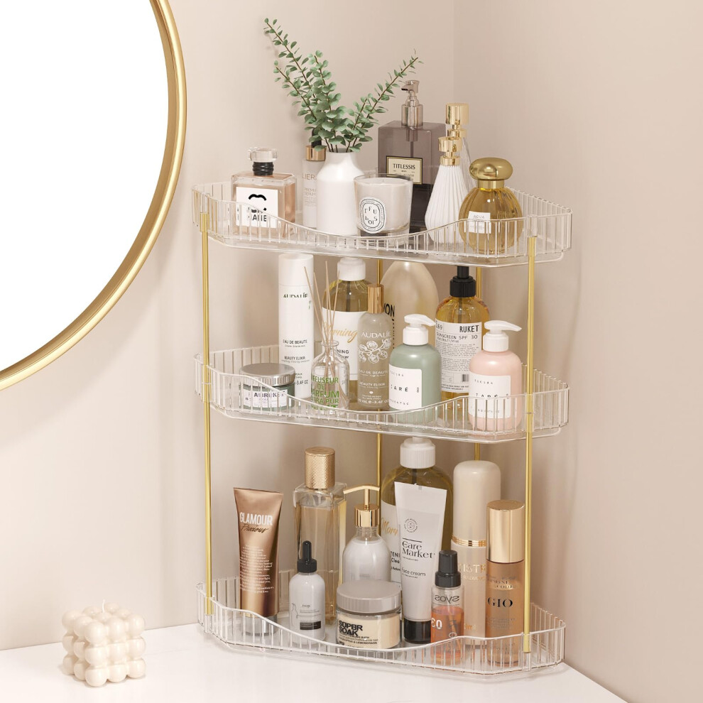 Lifewit Perfume Organiser, Bathroom Countertop Storage, Plastic Makeup Skincare Organiser, Vanity Trays Counter Shelf, Corner Shower Caddy