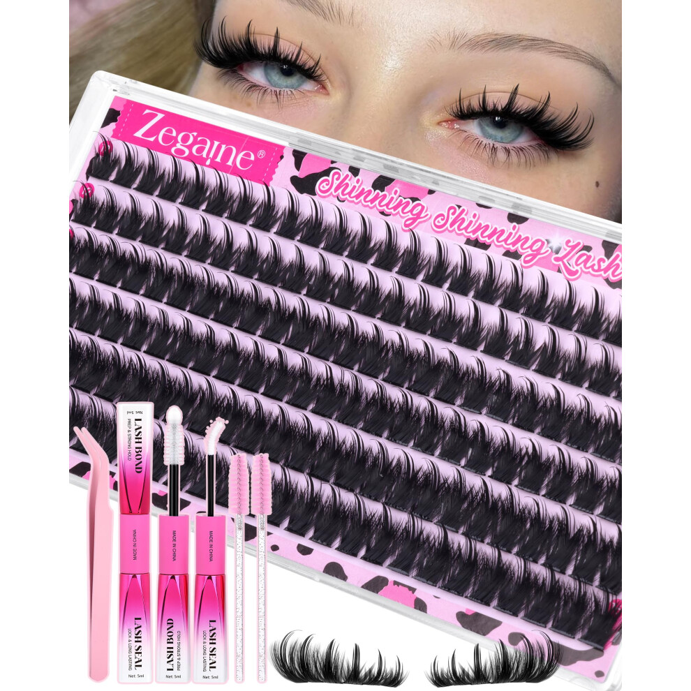 Zegaine Wispy Cluster Lashes Kit Manga Eyelash Clusters 12-16Mm D Curly Fluffy Individual Eyelashes Kit Manga Lashes Individual Cluster Anime Lash Clusters