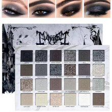 24Colors Black Grey Smokey Eyeshadow Palette, Matte Smoky Eye Shadow Palette, Shimmer High Pigmented Basic Black White Gray Shade Eye Black Makeup