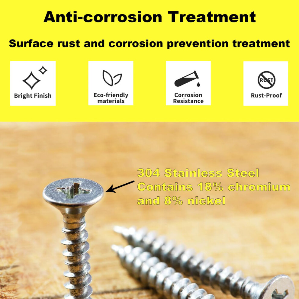 M3x12mm Wood Screws,Flat Head Screws For Wood, Stainless Steel Small Screw,Multi Purpose Screw For Furniture, Woodworking, Diy (100Pcs) 5006011191596