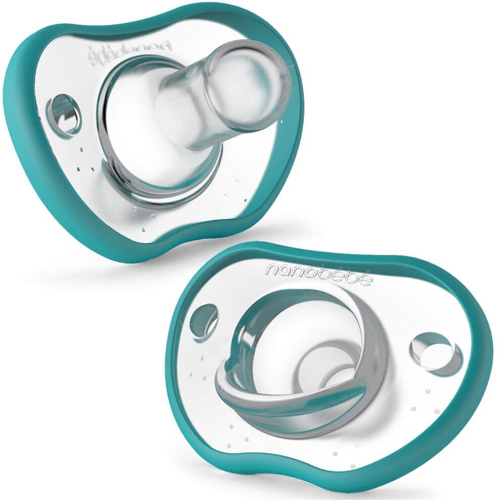 Nanobebe Baby Soothers 3+ Month - Orthodontic, Curves Comfortably With Face Contour, Award Winning For Breastfeeding Babies, 100% Silicone