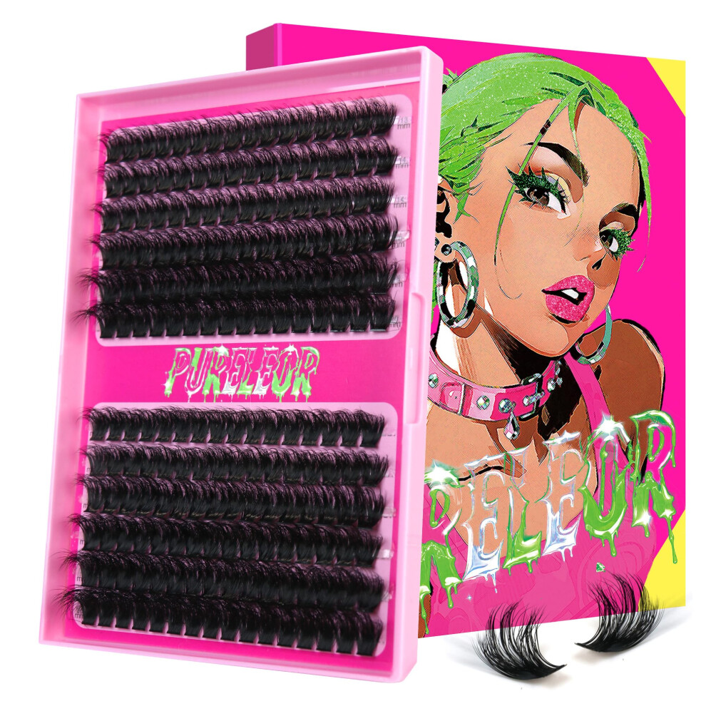 Pureleor Lash Clusters 100D Individual Eyeslash Extensions Soft Band Wispy Natural 13-20Mm