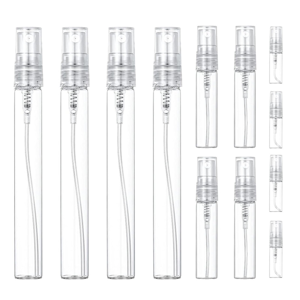 Debbery 12Pcs Mini Spray Atomizer Empty Bottles, Sizes In 2Ml, 5Ml, 10Ml, Portable Mist Plastic Refillable Sample Bottle, For Travel