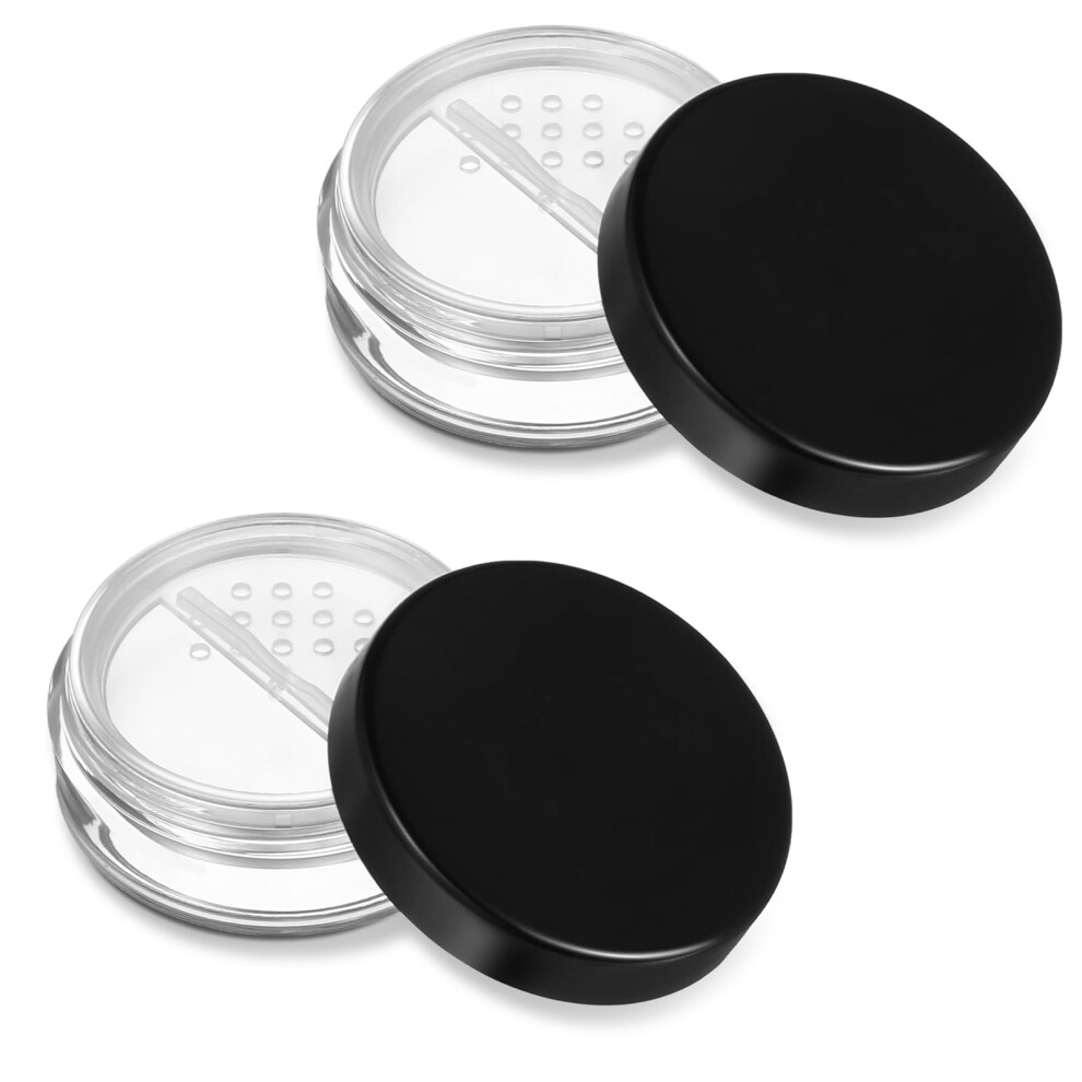 Tyqour 2Pcs 10Ml/0.34Oz Plastic Empty Travel Small Loose Powder Compact Makeup Container Refillable Diy Makeup Powder Bottle Box Reusable No Leak Holder