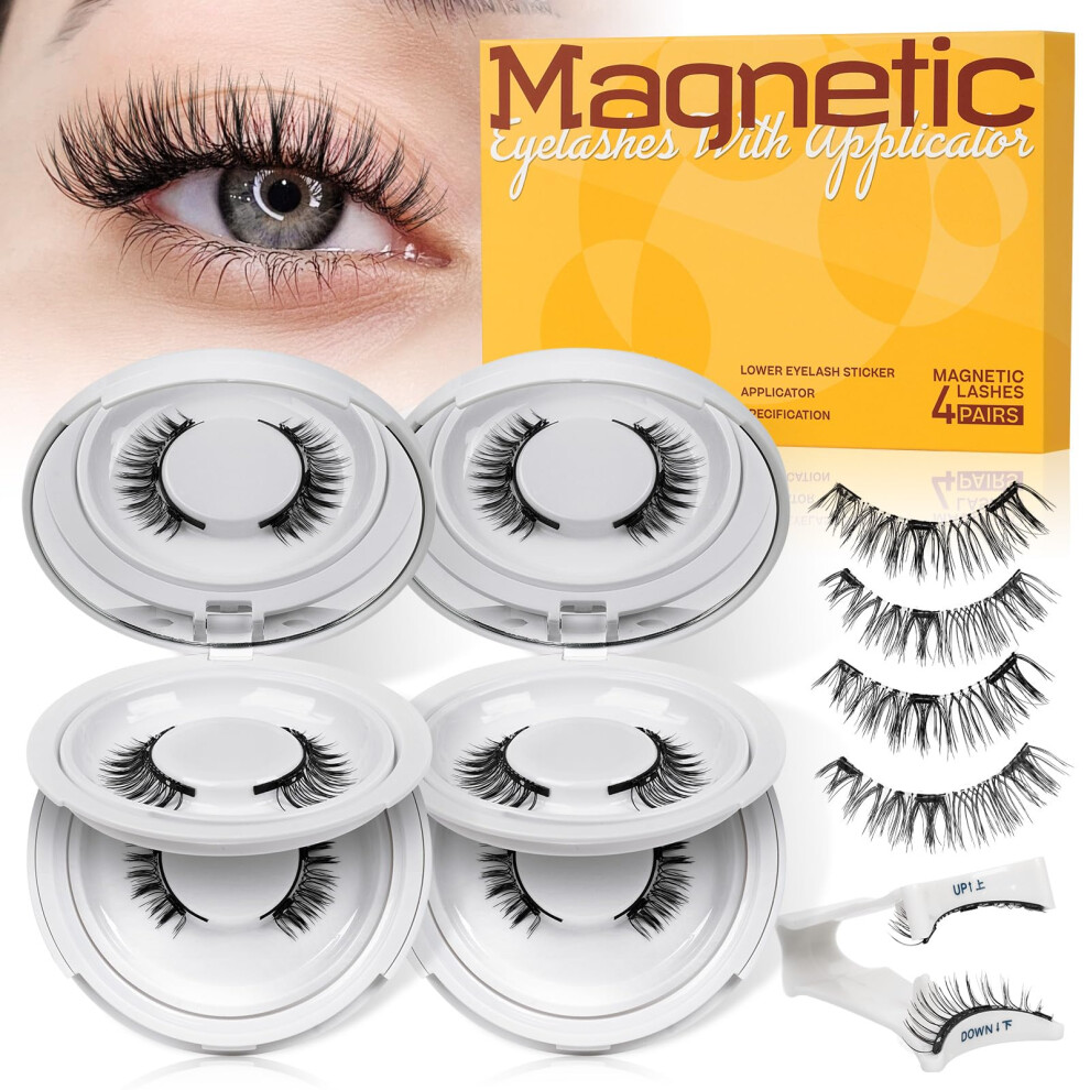 Quewel Magnetic-Eyelashes With Applicator, Natural Look Magnetic-Lashes With Applicator, Reusable False Eyelashes No Need Lash Glue