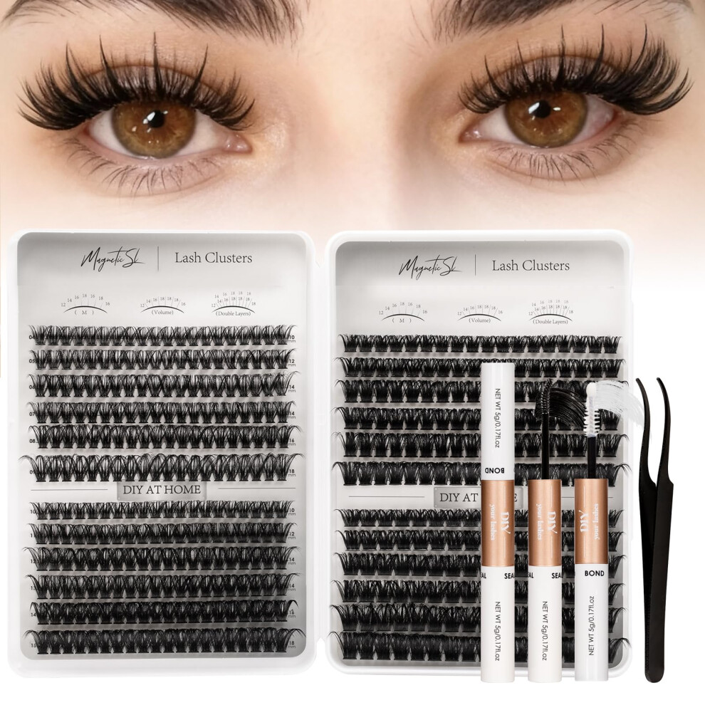 Magnetic Sl 564Pcs Individual Eyelashes Kit 60D+80D+100D+150D Lash Clusters With Bond And Seal Volume Cluster Lashes Diy Eyelashes Book Kit Eyelash Extensions