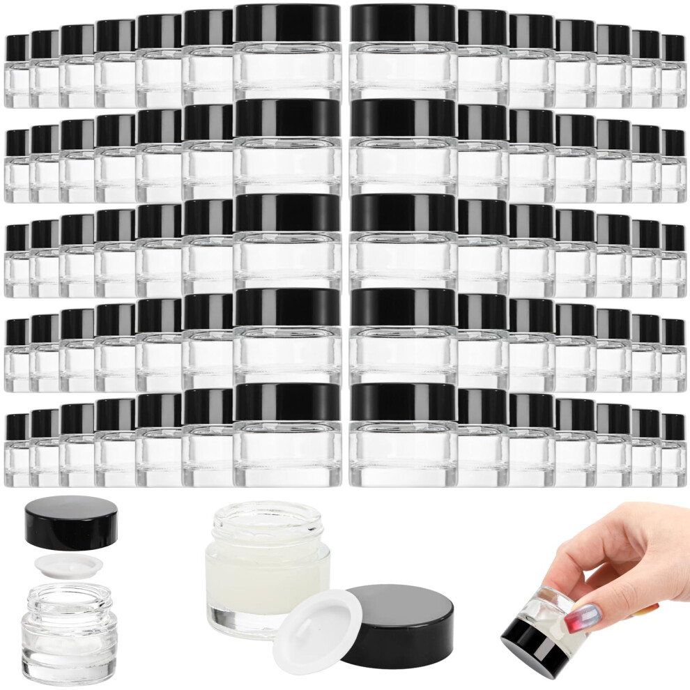 Coloch Cream 70 Pack 10Ml Thick Glass Jars With Airtight Lid, Clear Round Lip Balm Container Tiny Sample Jar For Cosmetics, Lotion, Makeup, Samples