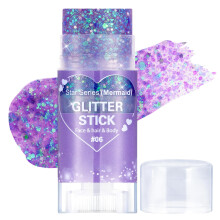 Prreal Body Glitter, Mermaid Sequins Glitter Stick Face Body Sparkling Glitter, Chunky Holographic Hair Glitter