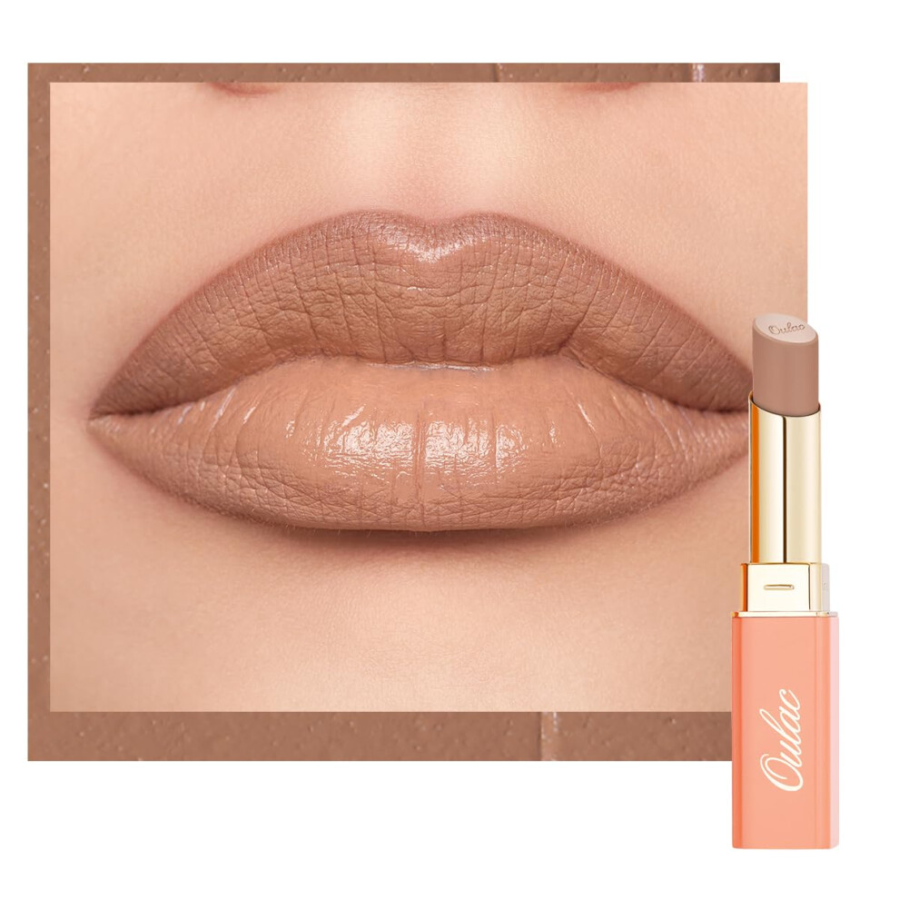 Oulac Satin Matte Brown Lipstick - Nude Long Lasting Lip Stick, Full Coverage With Smooth Creamy Texture Lip Colour