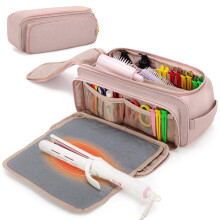 YARWO Upgraded Hair Tools Travel Bag with Heat Resistant Mat for Straightener, Curling/Flat Iron, Blow Out Brush/Curler