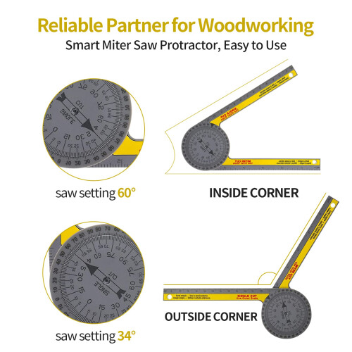 Miter Saw Protractor Replace Model Miter Saw Protractor Angle Finder Tool 360 Protractor Portable Miter Saw Protractor with Measuring Scales for 2