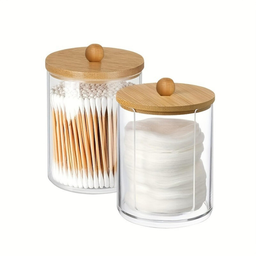 Xincheng Cotton Buds Container, Bathroom Storage With Lid, Transparent Acrylic Cotton Pads Storage For Cosmetics, Cotton Balls, Cotton Buds