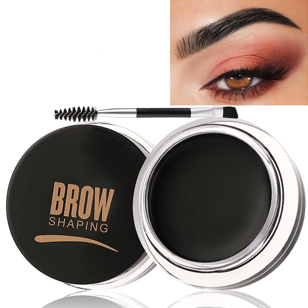 Yongst Black Waterproof Eyebrow Pomade With Brush - Smudgeproof, Quick Dry, Non-Greasy, Lightweight Gel Soap For Bold, Beautiful 3D Brows
