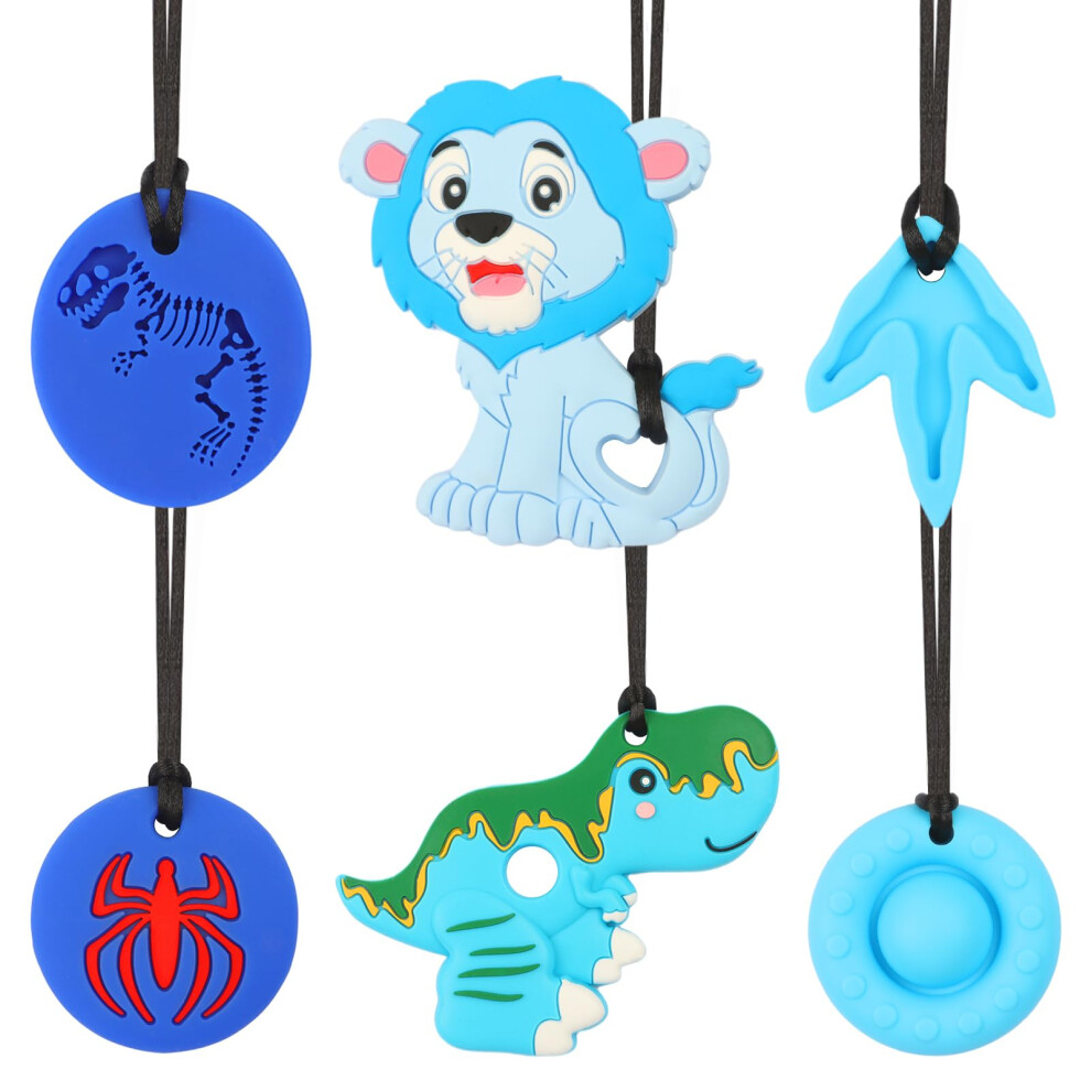 6Pcs Sensory Chew Necklace, Biting Toys For Autistic Kids,Chewy Necklace Value Pack,Teether Toys For Children With Autism, Adhd,Safe, Durable Nhcuijun
