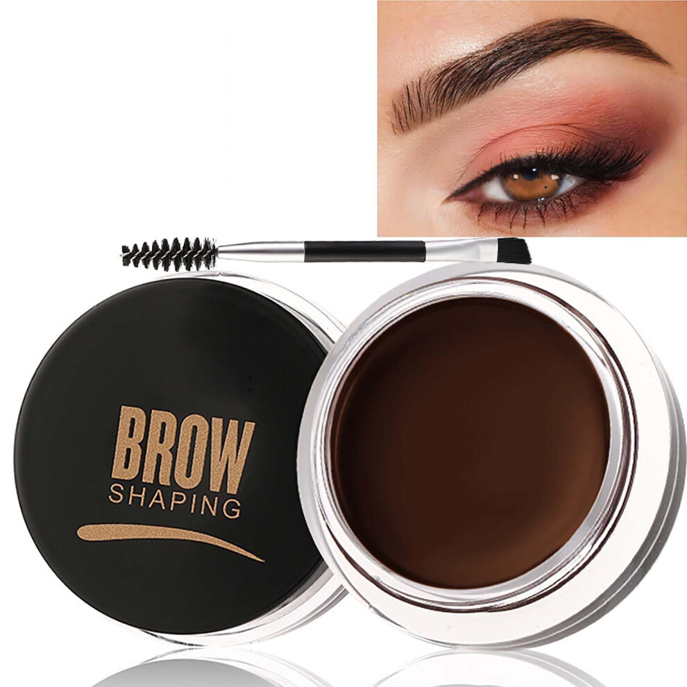 Yongst Brown Waterproof Eyebrow Pomade Kit With Dual-Ended Brush - Smudgeproof & Long-Lasting 3D Brow Gel Soap (Dark ) | Quick-Dry Formula