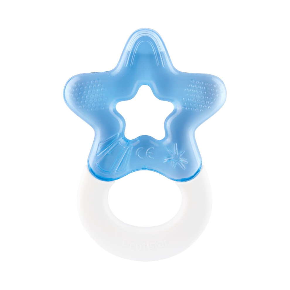 Dentistar Cool Teething Star Pack Of 1, Teething Baby Toy For Infants Aged 3+ Months, Soft Silicone Baby Teething Ring For Tooth And Gum Pain Relief
