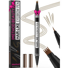 iMethod Microblading Eyebrow Pen - Eyebrow Pencil Magical 2-in-1 Dual-Ended Eye Brow Pencils for Women with 4-Fork-Tip & Ultra Precise Brush-Tip