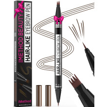 iMethod Microblading Eyebrow Pen - Eyebrow Pencil Magical 2-in-1 Dual-Ended Eye Brow Pencils for Women with 4-Fork-Tip & Precise Brush-Tip Create