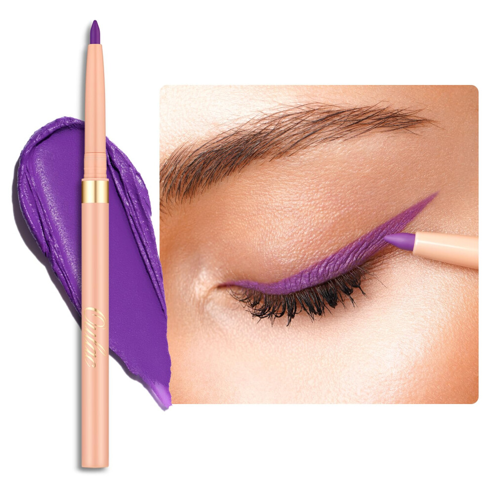Oulac Purple Matte Eye Liner Pencils Waterproof, Smudge-Proof Retractable Eyeliner Lasts 24H +, Highly Pigmented And Smooth, Long-Lasting Formula
